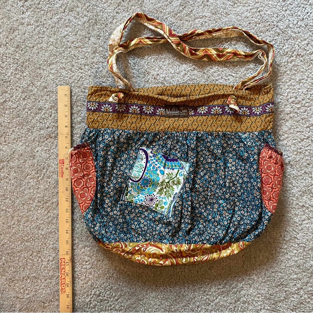 Matilda Jane Large Boho tote bag, open top. 
Reversible. EUC. Multi colored.